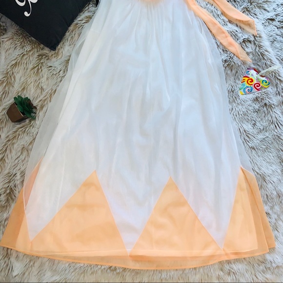 Vintage Penneys White & Peach Sheer Dress - Picture 3 of 8